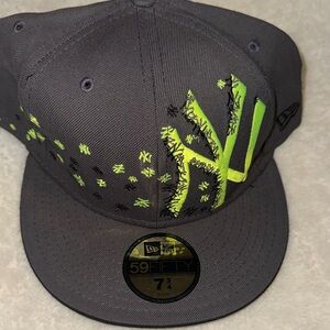 New Era Dark Gray Cap with Bright Green Design Fitted